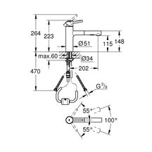 Mitigeur évier monocommande Concetto - chromé - bec médium - douchette extractible Réf. 30273001