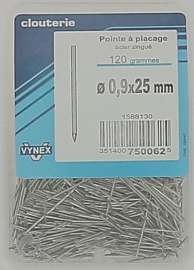 Pointe à placage zingué 0,9x25-vybac x120