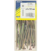 Vis agglo TF empreinte PZ n°3 - acier bichromaté - Ø 6x100 mm - boîte de 55 pcs