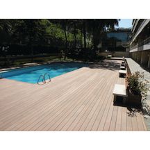 Lame de terrasse deck bois composite Emotion brun équateur lisse 23x138mm réelle 23x138x4000mm