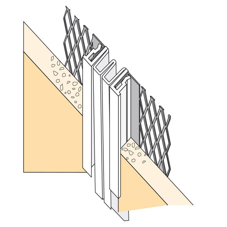 Joint de dilatation monobloc déployé parasismique pour enduit gratté épaisseur 10mm jonc PVC blanc longueur 3m