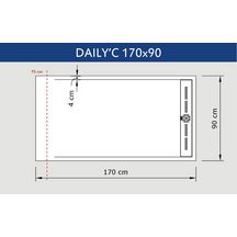 Receveur Alterna Daily'C 180x90cm caniveau ardoise blanc