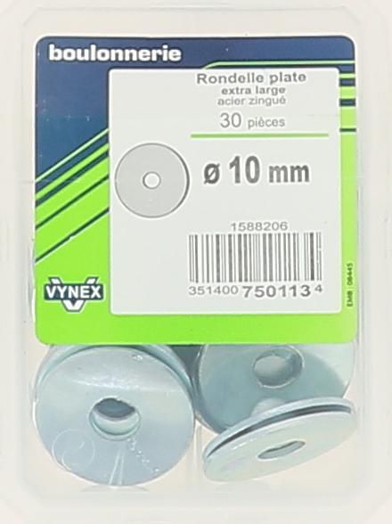 Rondelle extra large acier zingué Ø10-vybac x30