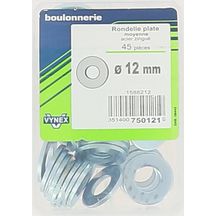 Rondelle plate extra large - acier zingué ivoire - Ø 12 mm - blister de 45 pcs