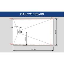 Receveur Alterna Daily'O 120 x 80 cm ardoise blanc