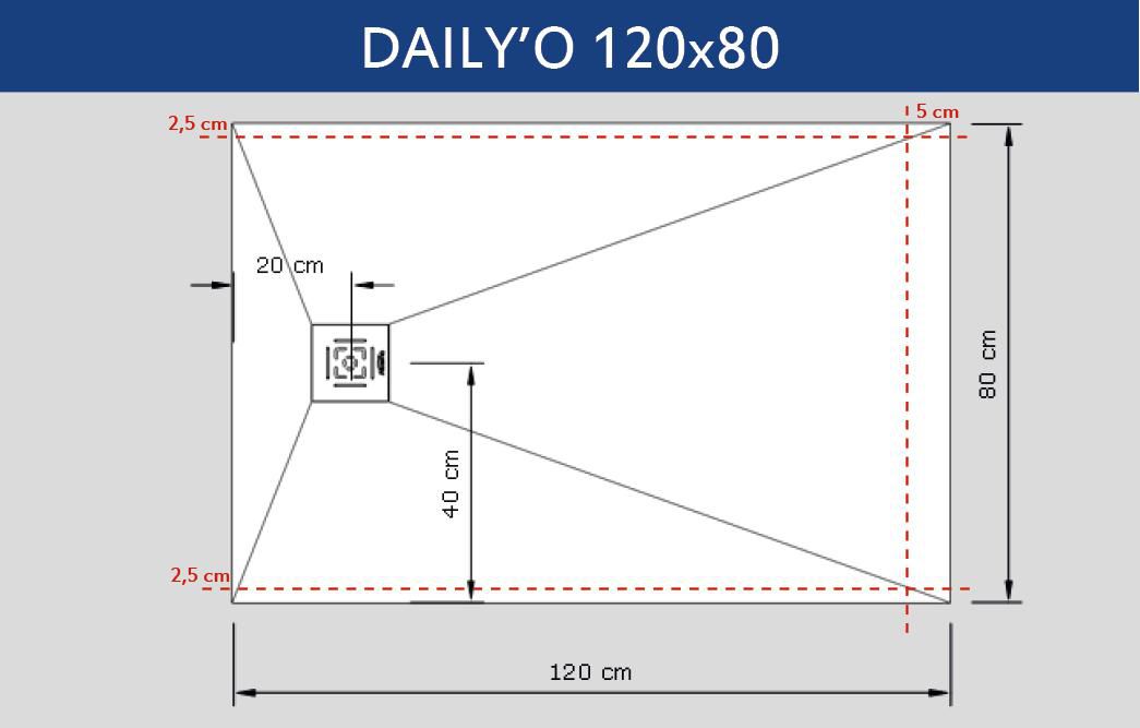 Receveur Alterna Daily'O 120 x 80 cm ardoise blanc