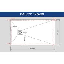 Receveur Alterna Daily'O 140 x 80 cm ardoise blanc