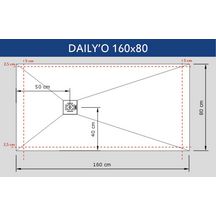 Receveur Alterna Daily'O 160 x 80 cm ardoise blanc