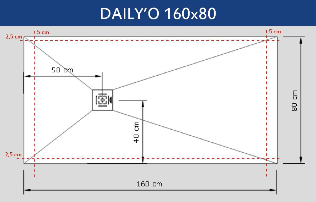 Receveur Alterna Daily'O 160 x 80 cm ardoise blanc