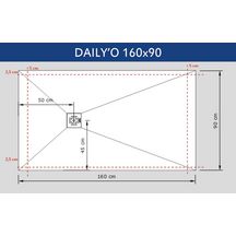 Receveur Alterna Daily'O 160 x 90 cm ardoise blanc