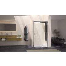 Paroi de douche Flat C porte coulissante pour montage en niche  160cm fixe à droite profilé chromé et poignée intégrée Réf. PA766CTNED