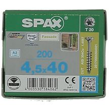 Vis Torx autoforeuse à tête bombée pour façade en bois - inox A2 - Ø 4,5x40 mm - boîte de 200 pcs