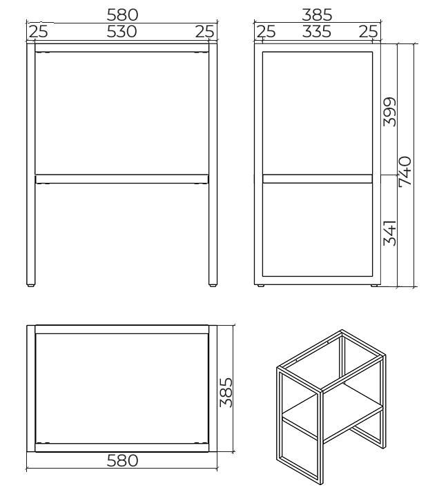 Meuble console Alterna Mezzo longueur 58cm profondeur 39cm finition bois