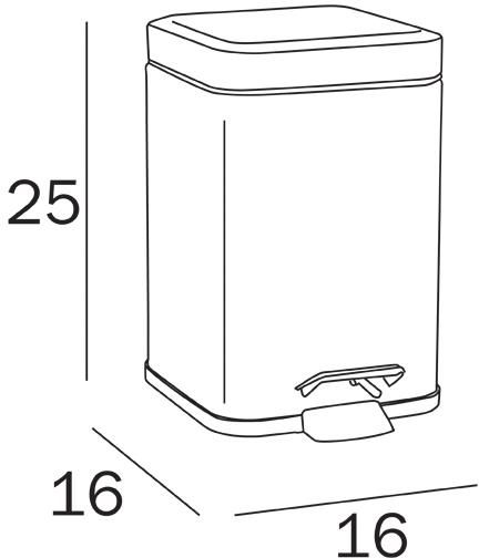 Poubelle carré avec couvercle 3 litres en inox réf. AV402AAL