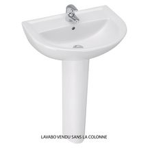 Lavabo ULYSSE 2 60 x 47 cm en grès avec trop-plein, blanc Réf. P125601