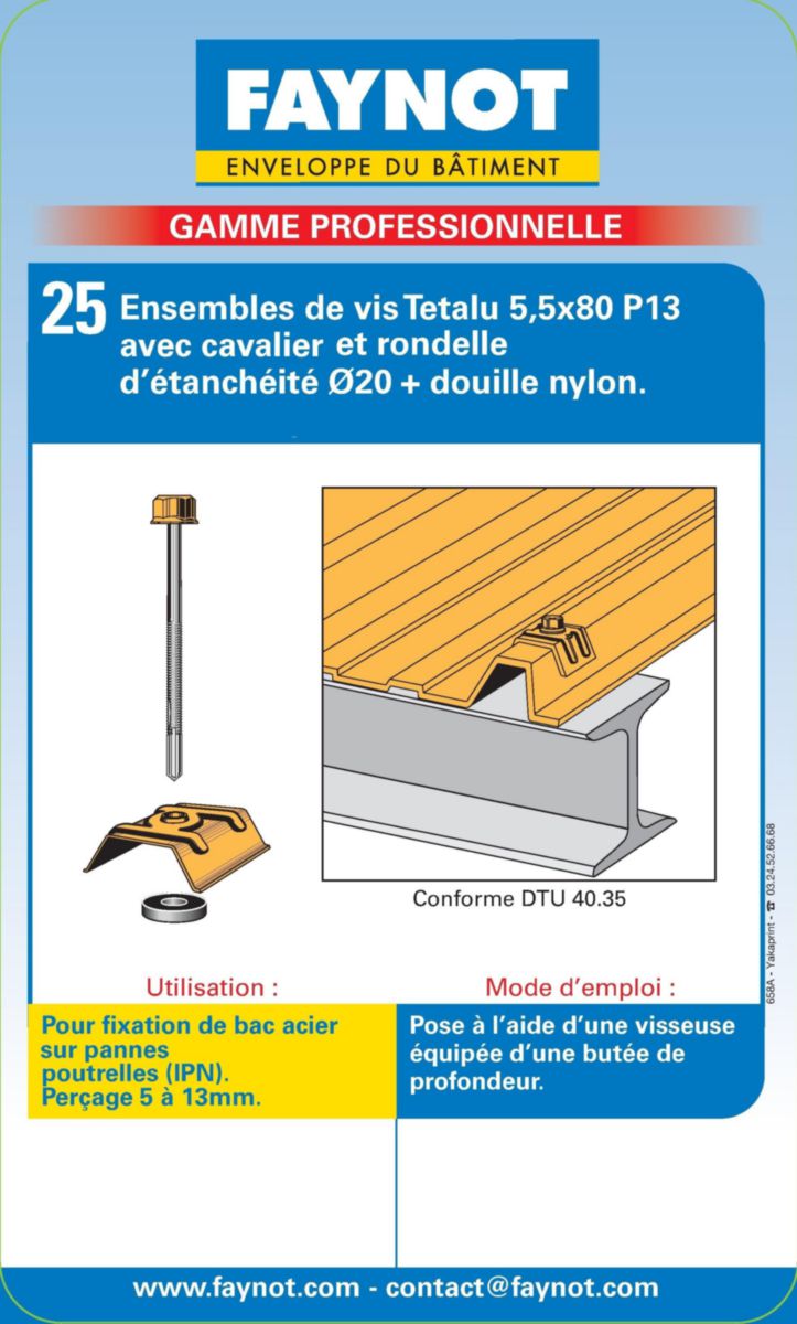 Fixations 1000 T / P13 Ral 5008 kit de 25