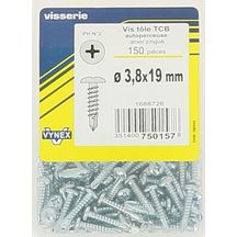 Vis tôle TCB autoperceuse empreinte PH n°2 - acier zingué - Ø 3,8x19 mm - boîte de 150 pcs