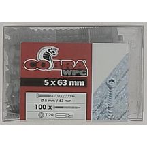 Vis inox Cobra pour lame terrasse composite - gris - Ø 5x63 mm - blister de 100 pcs