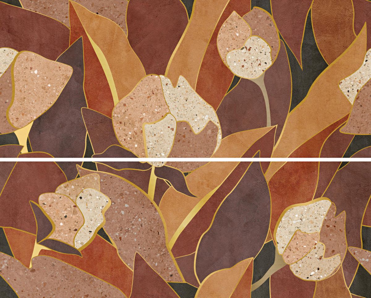 Carrelage mural grès cérame Chromatica - décor tulip - composition 2 carreaux de 40x100 cm