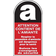 Étiquette auto-adhésive "Attention contient de l'amiante" - planche de 50 pcs