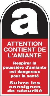 Étiquette auto-adhésive "Attention contient de l'amiante" - planche de 50 pcs