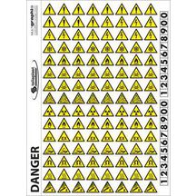 Adhésif pictos avertissement danger 20 x 20 mm (Planche 120 unités) Réf.728303