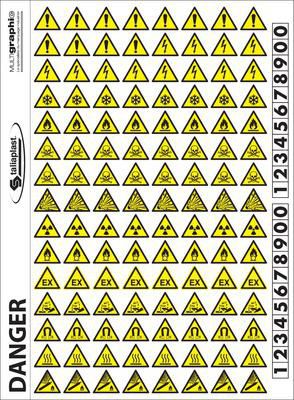 Adhésif pictos avertissement danger 20 x 20 mm (Planche 120 unités) Réf.728303