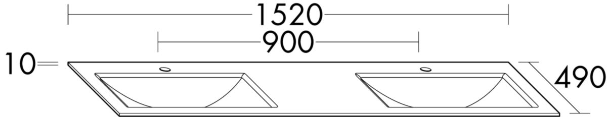 Plan de toilette en pierre de synthèse FREE : dimensions de la vasque 494x296 mm, profondeur de la vasque: 120 mm, siphon gain de place inclus Réf. MWGJ152C0001