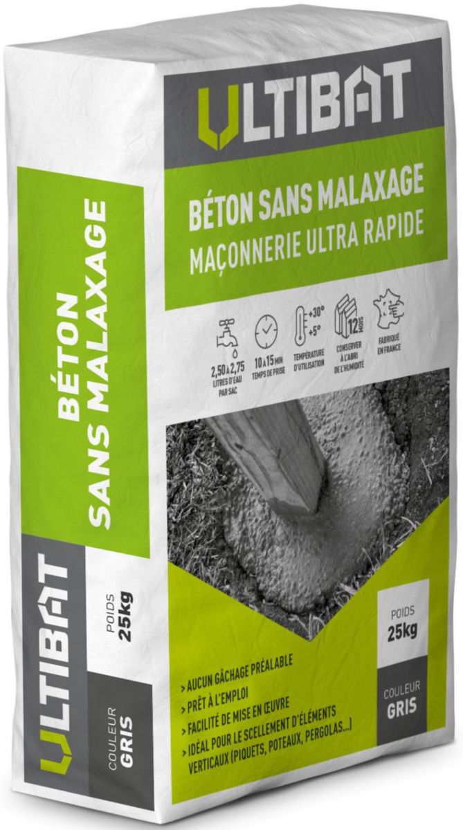 ULTIBAT Beton sans malaxage pret a l emploi prise rapide sac de 25 kg POINT.P