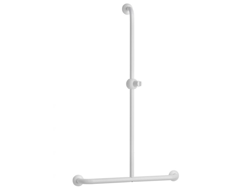 Barre en T 60 x 100 cm avec support douchette tube en aluminium époxy blanc réf. 049340