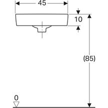 lave-mains d'angle geberit renova compact: b=45cm, t=39.5cm, trou de robinetterie=au centre, trop-plein=visible, blanc Réf. 276132000