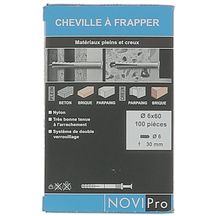 Cheville clou Novipro pour matériaux pleins et creux diamètre 6 x 60 mm boîte de 100 pièces