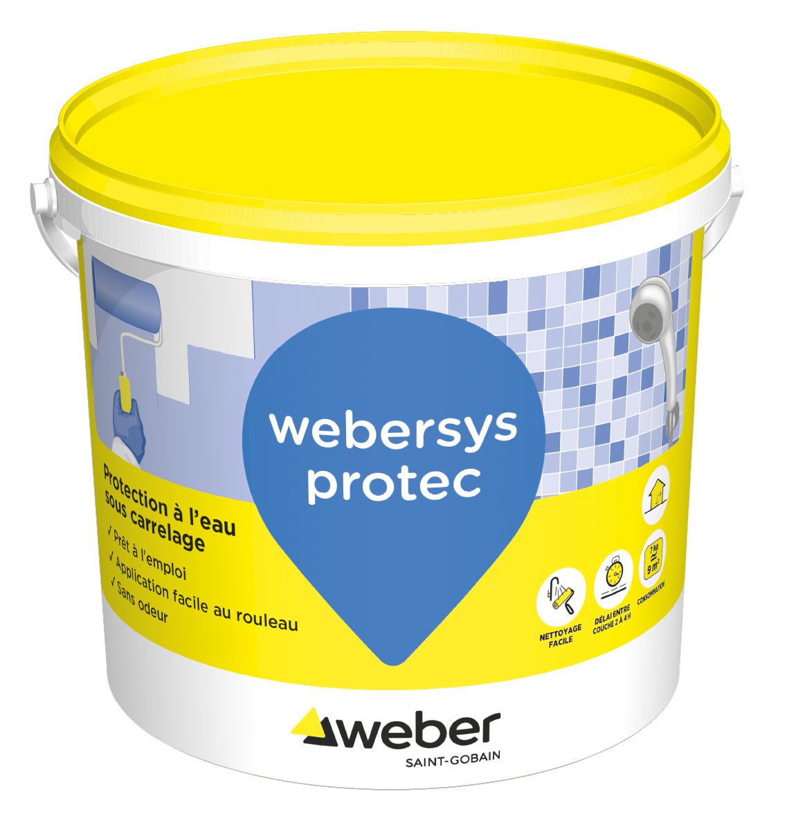 Système de protection à l'eau sous carrelage webersys protec - seau de 7 kg