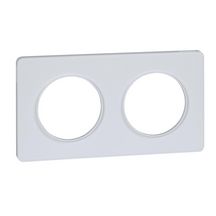 Plaque de finition pour prise murale Odace Touch - 2 postes - blanc brillant - entraxe 71 mm