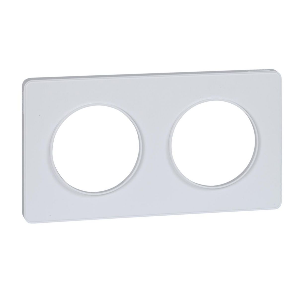 Plaque de finition pour prise murale Odace Touch - 2 postes - blanc brillant - entraxe 71 mm