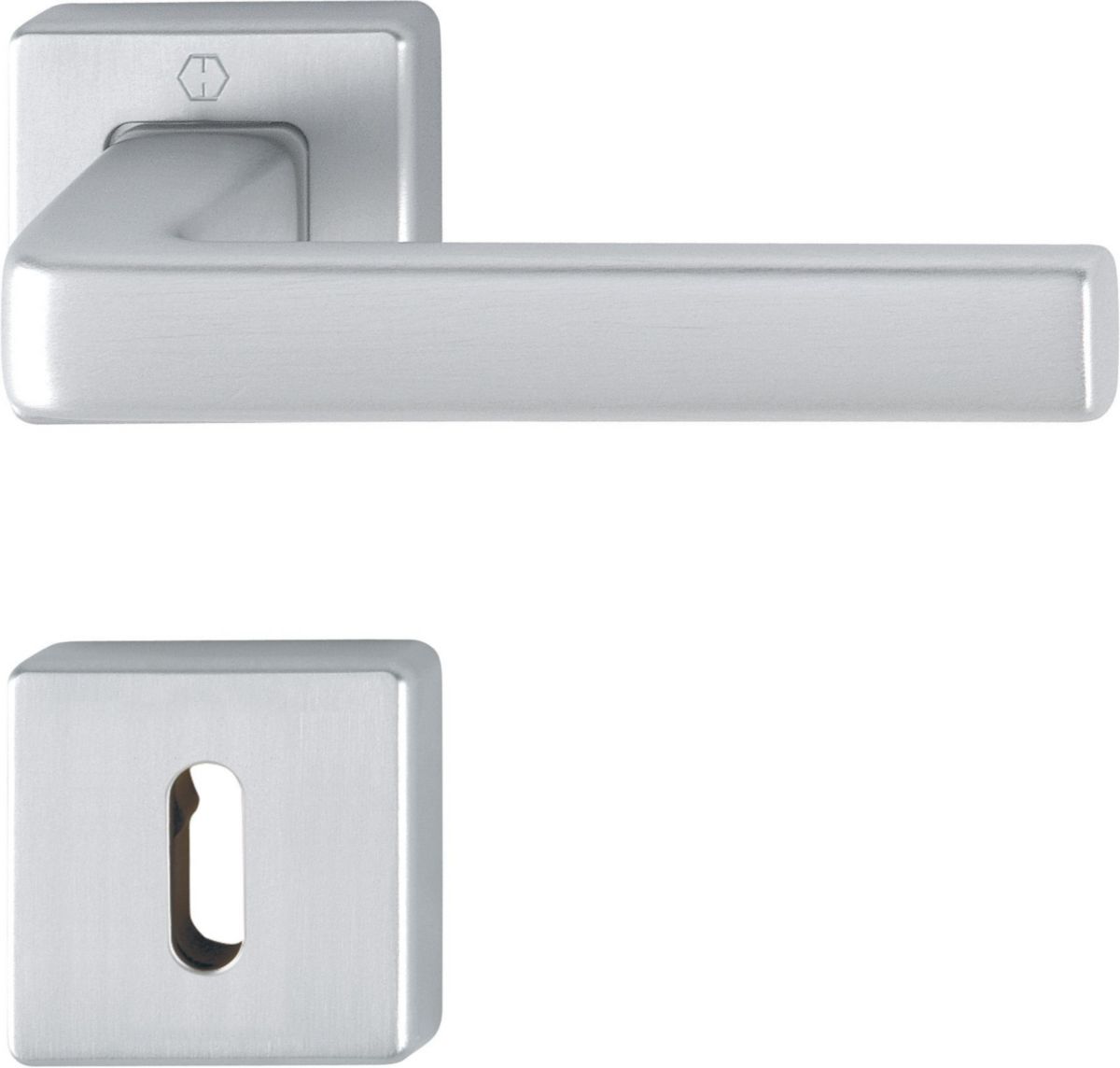 Garniture sur rosace pour porte intérieure Dublin - clé L - aluminium chromé satiné