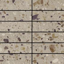 Mosaïque sol/mur grès cérame Dandy - terrazzo beige naturel - tesselles 3,2x9,9 cm - trame 20x20 cm