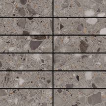 Mosaïque sol/mur grès cérame Dandy - terrazzo grey naturel - tesselles 3,2x9,9 cm - trame 20x20 cm