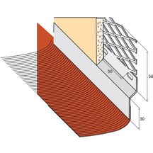 Solin arrêt d'enduit acier galvanisé laqué blanc + bavette plomb plissé laqué rouge - L. 200 cm - l. 200 mm
