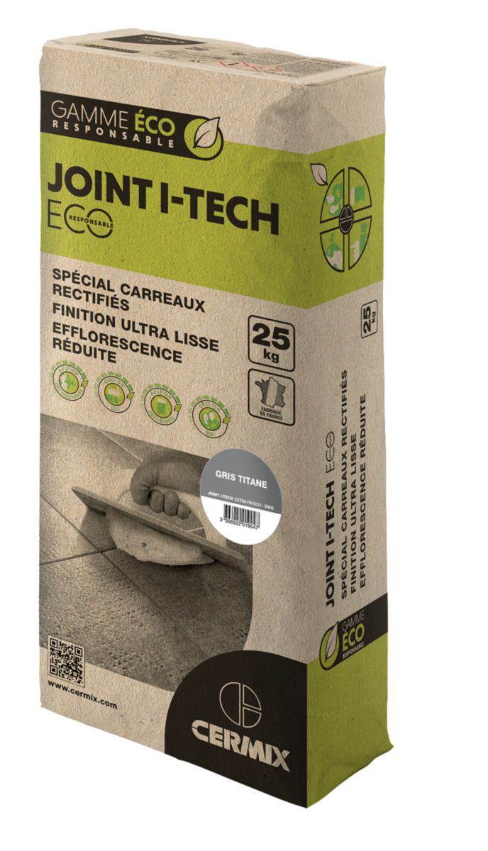 Joint carrelage extra-fin I-Tech Eco - ton gris titane - sac de 25 kg