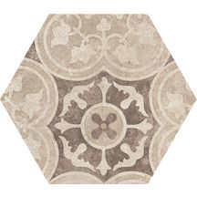 Carrelage hexagonal Hexatile Cement - grès cérame émaillé - décor garden sand mat - 17,5x20 cm