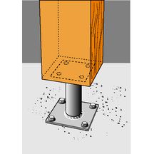 Kit pied de poteau PPA100 + 8 fixations