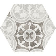 Carrelage sol/mur grès cérame émaillé Hexatile Cement - hexagone décor garden grey mat - 17,5x20 cm