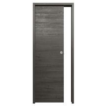 Porte seule BERING âme pleine acoustique mélaminée Gris anthracite usinage complet pour porte coulissante 204x73cm 40mm avec serrure et kit garniture ronde finition inox Emballée