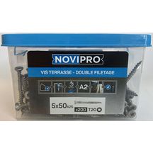 Vis terrasse bois dur - double filetage - TF empreinte torx - Ø 5x50/25 mm - boîte de 200 pcs