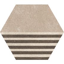 Carrelage hexagonal Hexatile Cement - grès cérame émaillé - décor geo sand mat - 17,5x20 cm