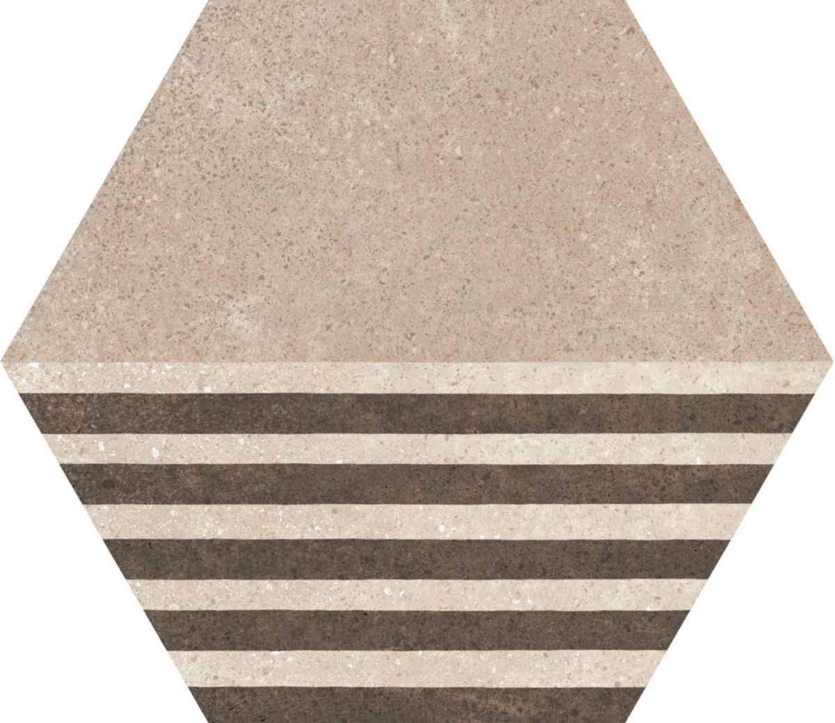 Carrelage hexagonal Hexatile Cement - grès cérame émaillé - décor geo sand mat - 17,5x20 cm