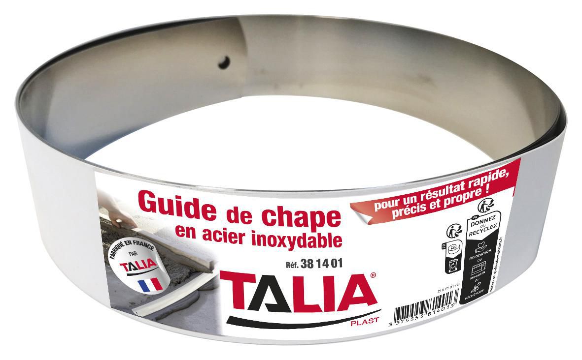 Guide de chape - inox - 2 m x 60 mm