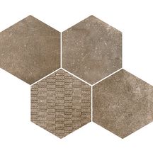 Mosaïque hexagonale Reden - grès cérame effet béton - biscuit - 30x37 cm - ép. 9,5 mm