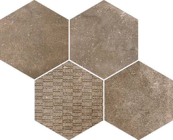 Mosaïque hexagonale Reden - grès cérame effet béton - biscuit - 30x37 cm - ép. 9,5 mm